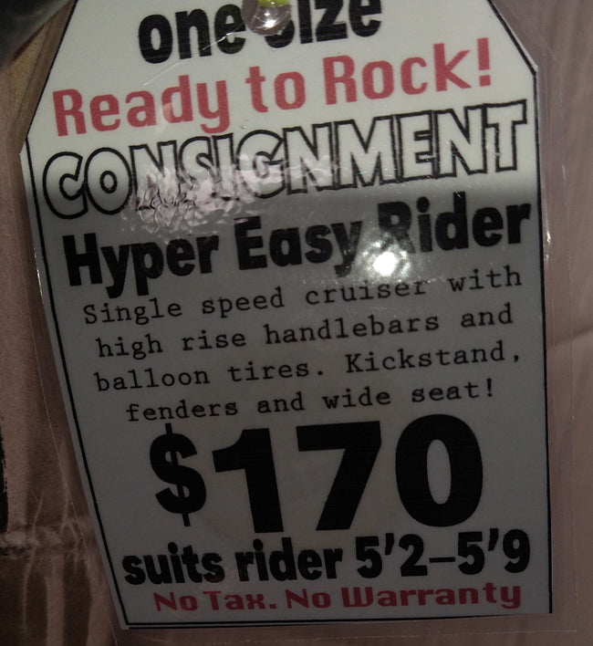 Hyper Vintage Cruiser Bike black coaster, one speed, used consignment no tax