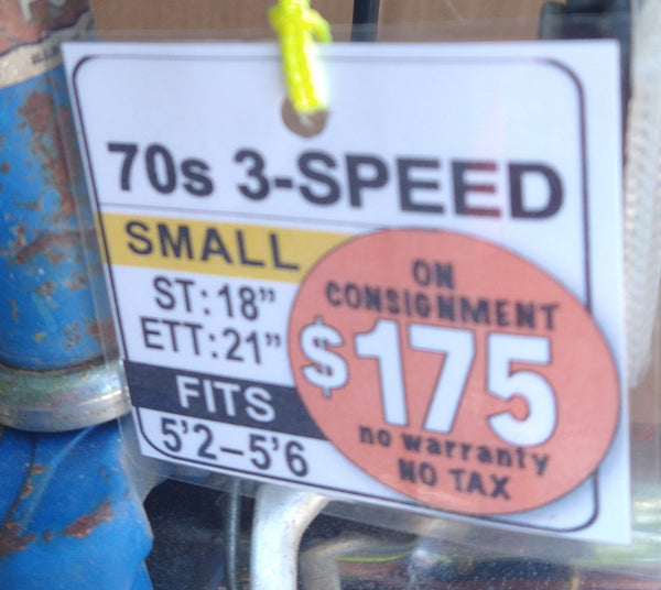 Fuji 70s 3spd Cambridge (S) used, no tax, no warranty