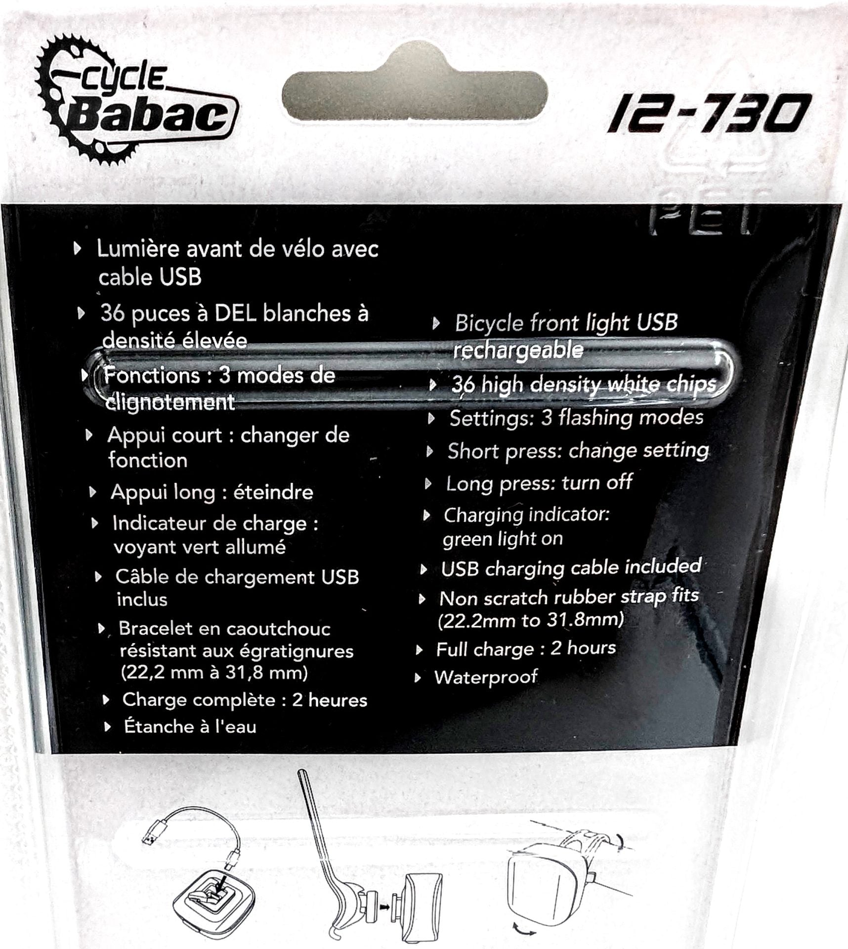 BBC Front white light 45 lumens USB rechargeable