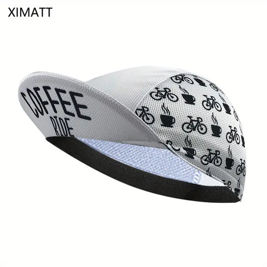 cycling cap white bicycles poly