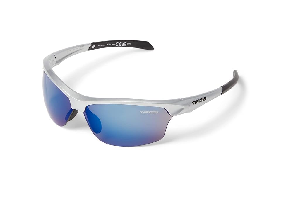 Tifosi Optics Intense (Metallic Silver Frame Smoke Blue Lens) Athletic Performance Sport Sunglasses