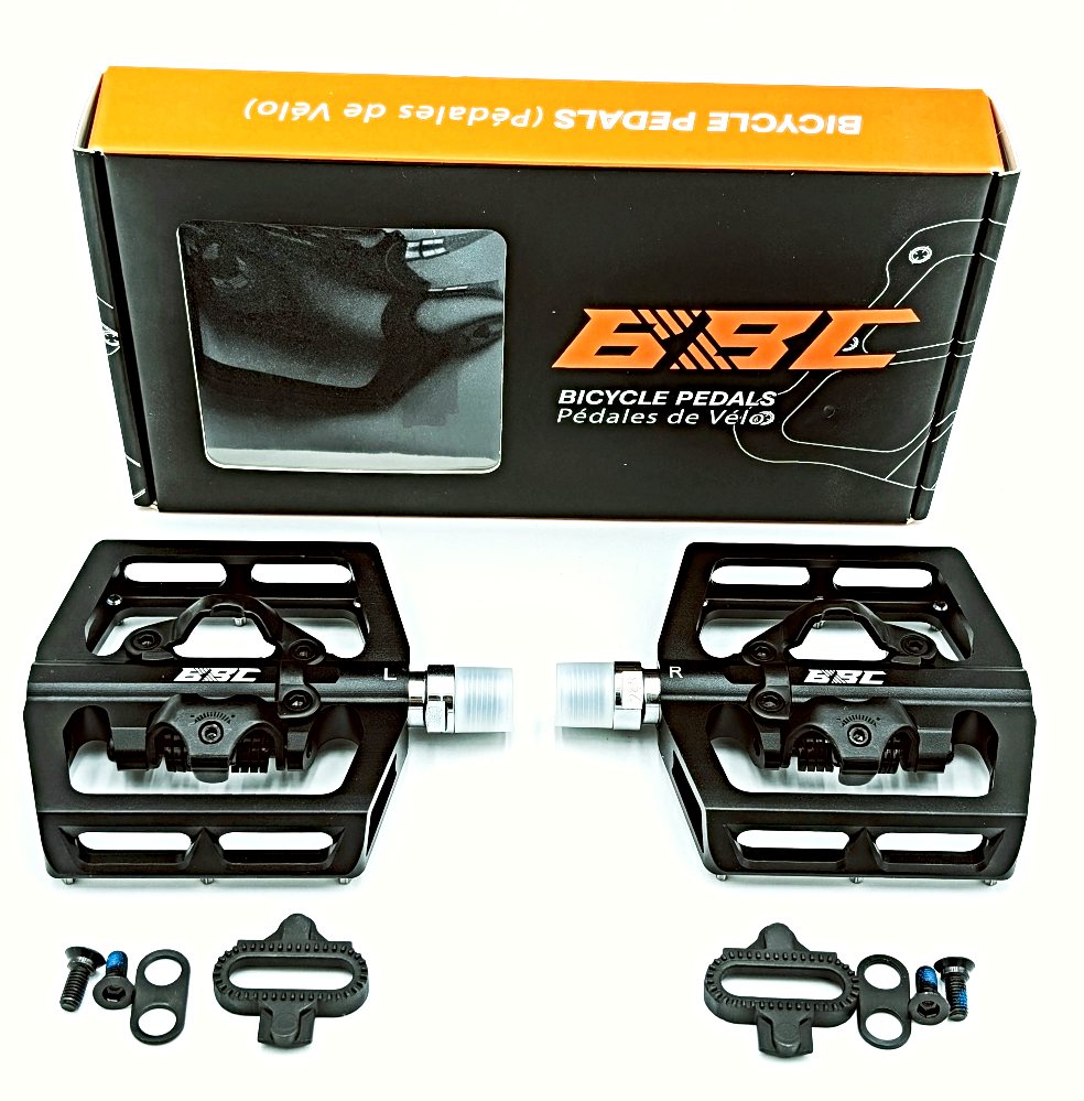 BBC black CNC aluminum SPD 50/50 pedal with sealed bearings 9/16″ chromoly axle
