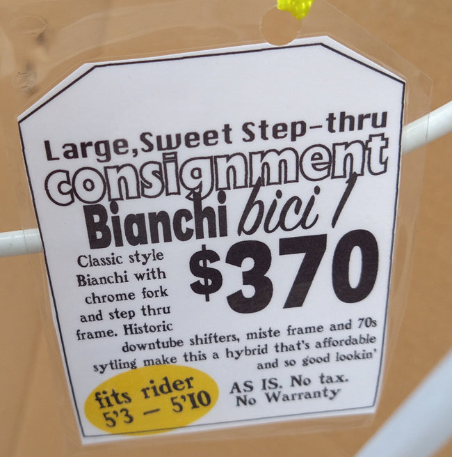Bianchi Bici 1 step-thru 27 x 1 1/4" wheeled hybrid USED Large no tax, no warranty