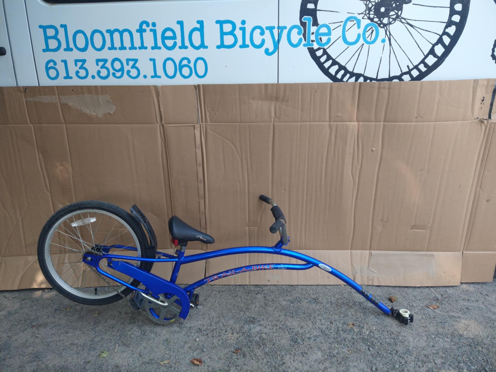 ADAMS Trail-a-bike original kids,blue,used,consignment, no tax, no warranty