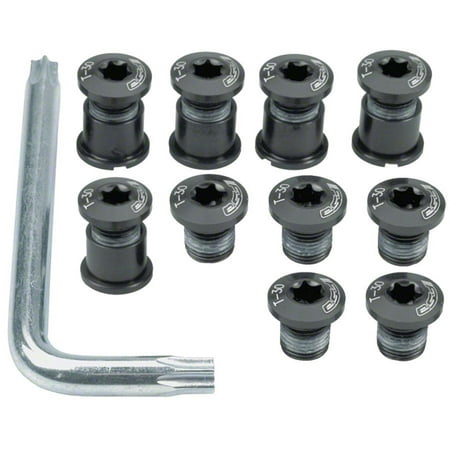 FSA Torx T-30 Alloy Mountain Chainring Nut/Bolt Set wiith tool: Black