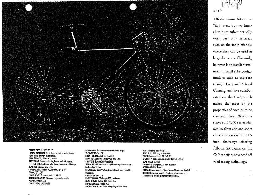 Fisher CR-7 1988 17" Mtb Charcoal,used, no tax, no warranty